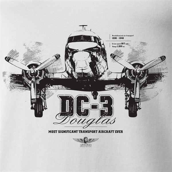 ANTONIO T-Shirt with DOUGLAS DC-3, white, XL