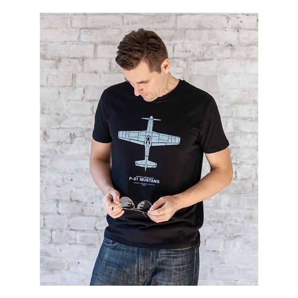 EEROPLANE T-shirt P-51 Mustang black, XXL