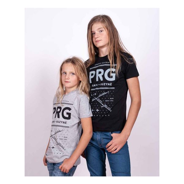EEROPLANE Dětské tričko letiště PRG černé, 12-14y