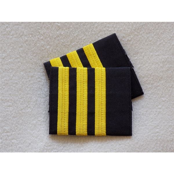 Embroidery Epaulettes 3 Bar Gold - small, Pair