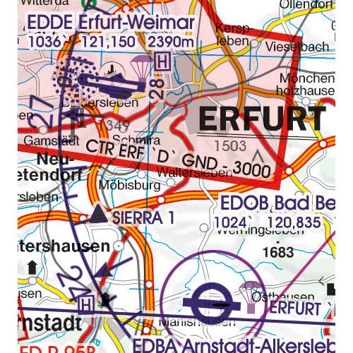 Německo - sever VFR mapa 2022 1:500 000