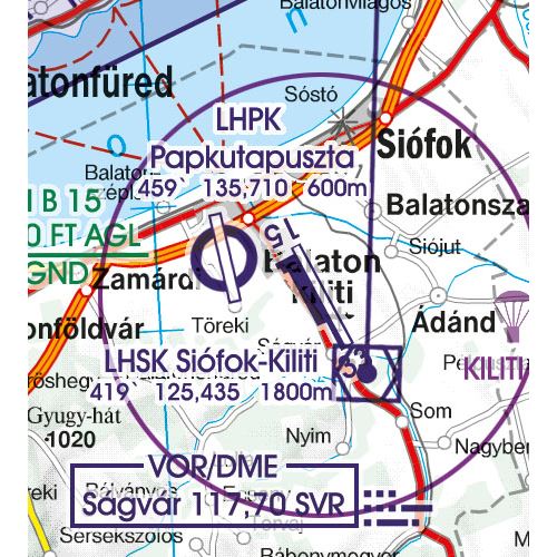 Maďarsko VFR ICAO mapa 2024