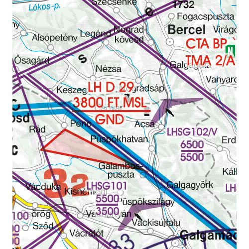 Maďarsko VFR mapa 2022 1:500 000