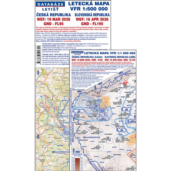 ICAO chart Czech Rep. + Slovakia 2026 laminated