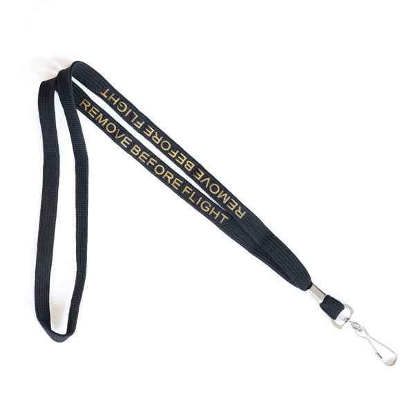 Lanyard “REMOVE BEFORE FLIGHT” black/gold