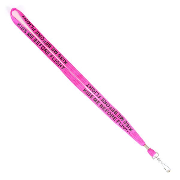 Lanyard “KISS ME BEFORE FLIGHT” pink