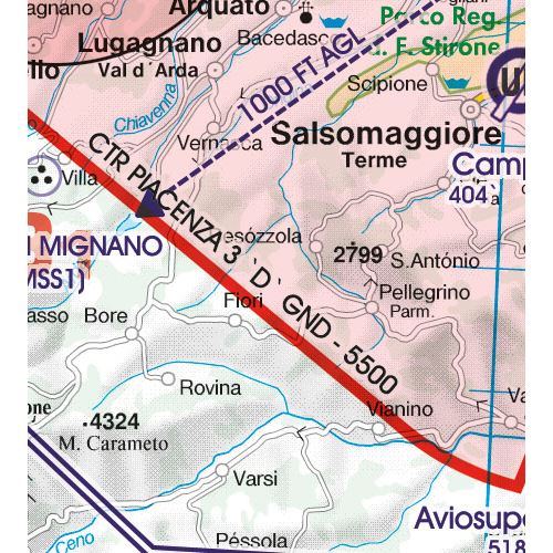 Itálie - západ VFR mapa 2022 1:500 000
