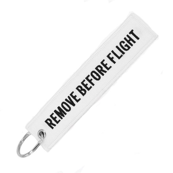 Keyring REMOVE BEFORE FLIGHT white