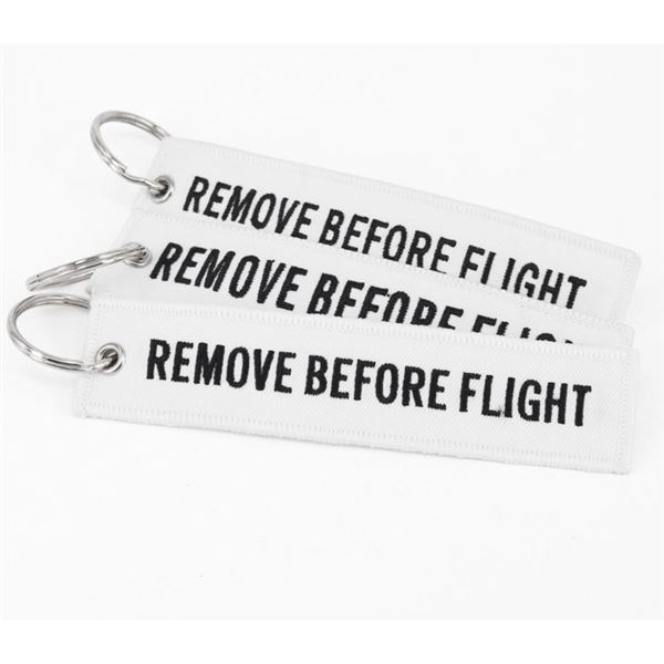 Keyring REMOVE BEFORE FLIGHT white