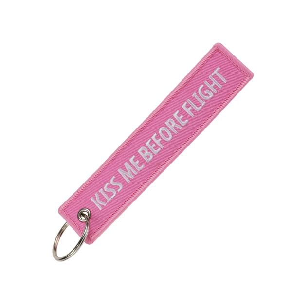 Keyring KISS ME BEFORE FLIGHT pink