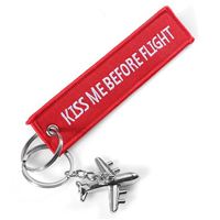 Keyring KISS ME BEFORE FLIGHT red + plane