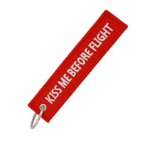 Key Ring “KISS ME BEFORE FLIGHT” red