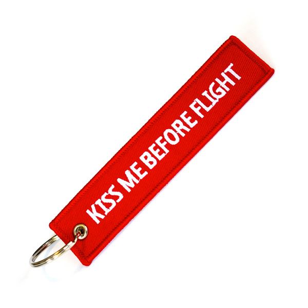 Key Ring “KISS ME BEFORE FLIGHT” red