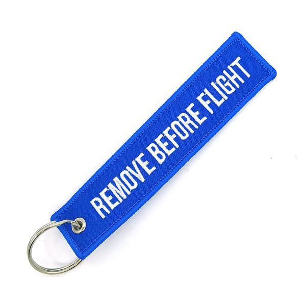 Keyring REMOVE BEFORE FLIGHT blue