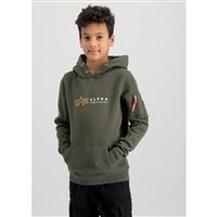 Alpha Industries Label Hoody kids/teens dark olive, 12y Alpha Industries Label Hoody kids/teens dark olive, 12y