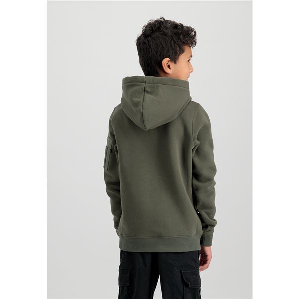 Alpha Industries Label Hoody kids/teens dark olive, 12y