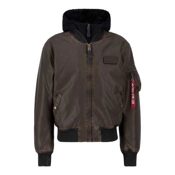 Alpha Industries Kožená bunda MA-1 D-Tec hnědá, L