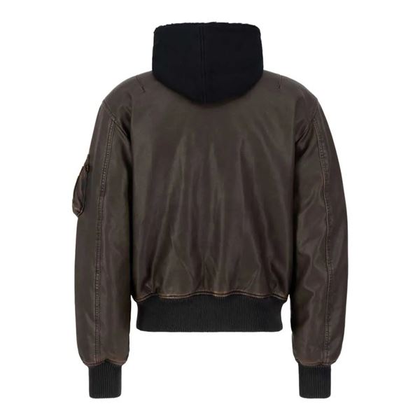 Alpha Industries Kožená bunda MA-1 D-Tec hnědá, L