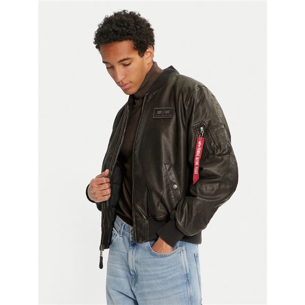 Alpha Industries Umělá kůže bunda MA-1 D-Tec hnědá, L