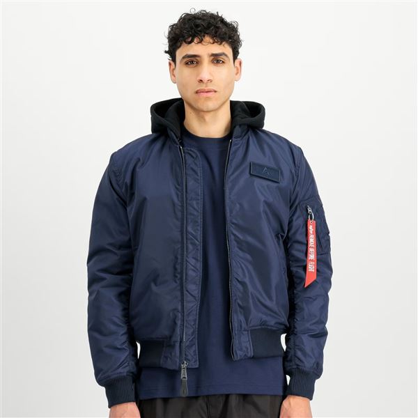 Alpha Industries Bunda MA-1 TT s kapucí, tm. modrá XL