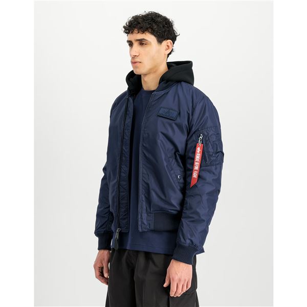 Alpha Industries Bunda MA-1 TT s kapucí, tm. modrá XL