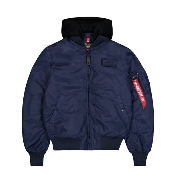 Alpha Industries Bunda MA-1 TT s kapucí, tm. modrá XL