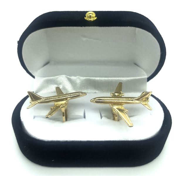 Boeing 737 Cufflinks, gold