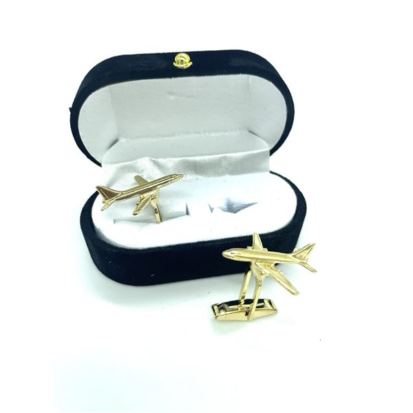Boeing 737 Cufflinks, gold
