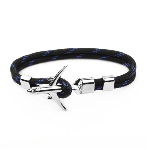 Airplane Bracelet black-blue/silver, 21 cm