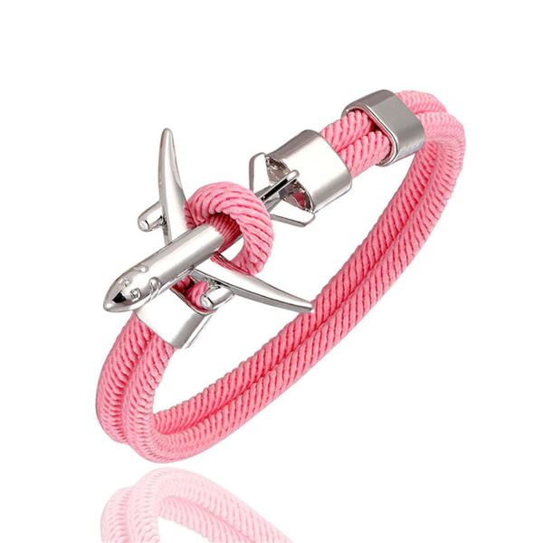 Náramek Letadlo dětský růžový, let. stříbrné, 16 cm