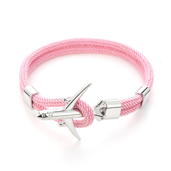 Náramek Letadlo dětský růžový, let. stříbrné, 16 cm