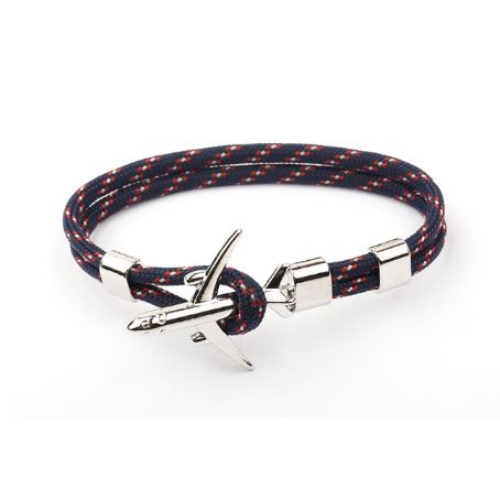 Airplane Bracelet dark blue-red/silver, 21 cm