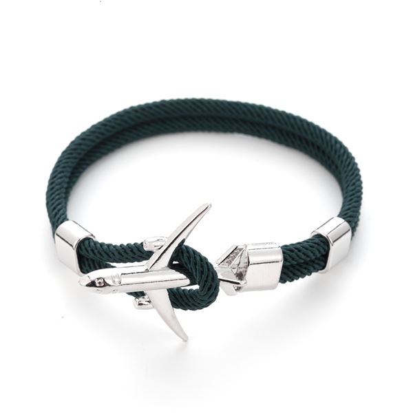 Airplane Bracelet dark green/silver, 21 cm
