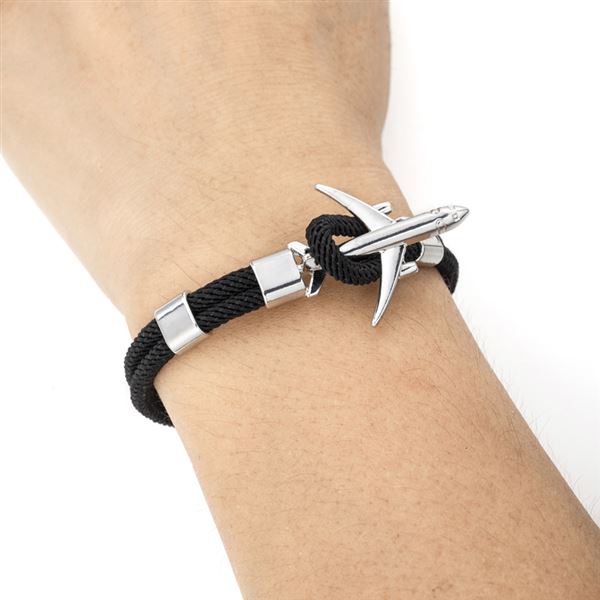 Airplane Bracelet dark green/silver, 21 cm