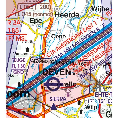 Nizozemsko VFR mapa 2022 1:500 000