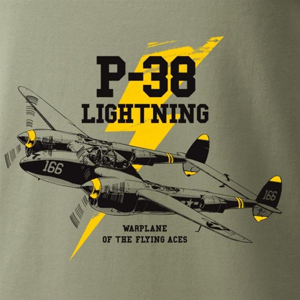 ANTONIO Tričko s válečným letadlem P-38 LIGHTNING, L