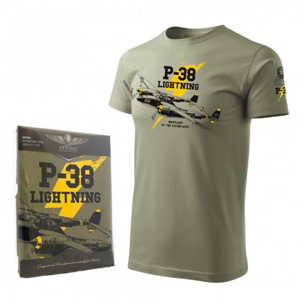 ANTONIO Tričko s válečným letadlem P-38 LIGHTNING, M