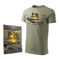 ANTONIO Tričko s válečným letadlem P-38 LIGHTNING, XXL