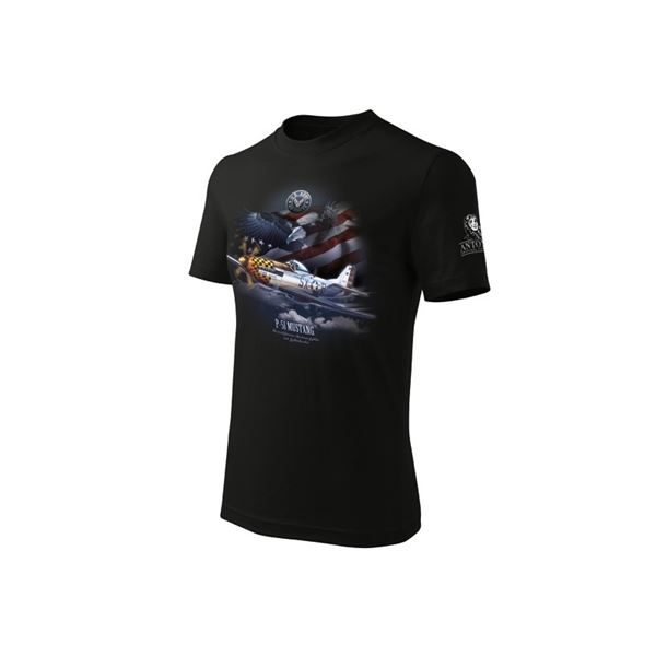 ANTONIO T-Shirt with aircraft P-51 MUSTANG, black, XL