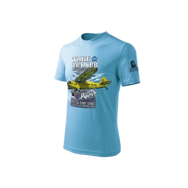 ANTONIO T-Shirt with PLANE PIPER J-3 CUB, light blue, XL