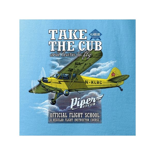 ANTONIO T-Shirt with PLANE PIPER J-3 CUB, light blue, XL