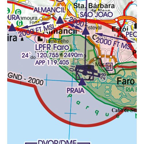 Portugalsko VFR ICAO mapa 2023