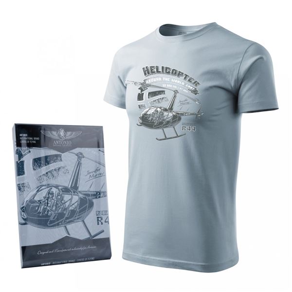 ANTONIO T-shirt with a helicopter ROBINSON R-44, grey, XL