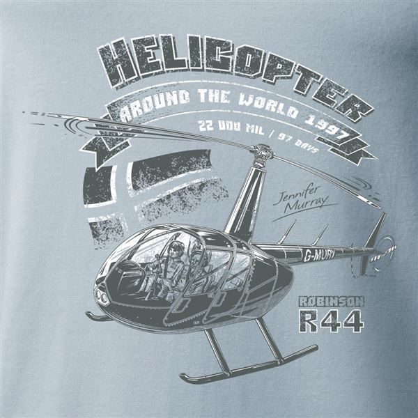 ANTONIO T-shirt with a helicopter ROBINSON R-44, grey, M