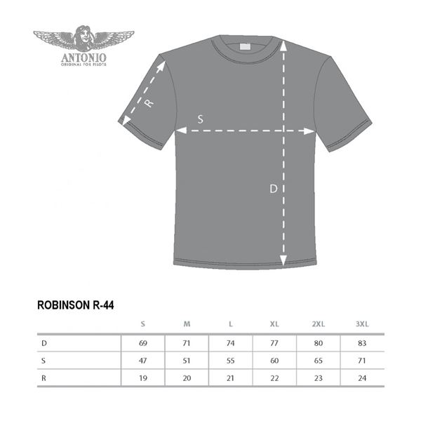 ANTONIO T-shirt with a helicopter ROBINSON R-44, grey, XL