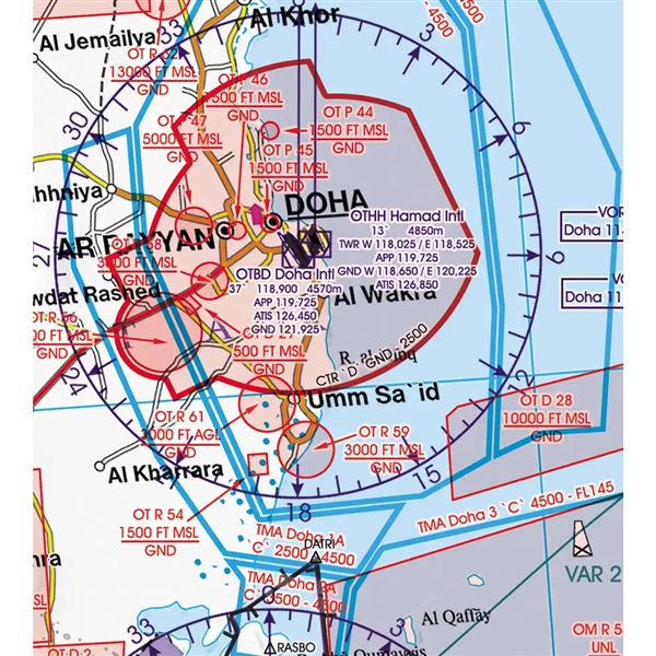 SAE-Katar-Bahrajn VFR mapa 2024