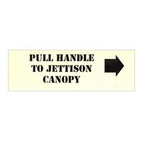 Samolepka PULL HANDLE TO JETTISON CANOPY