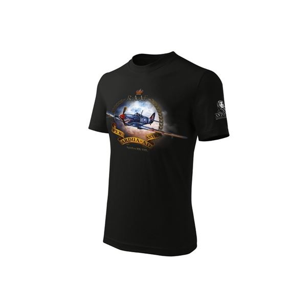 ANTONIO T-Shirt with fighter Spitfire Mk VIII., black, M