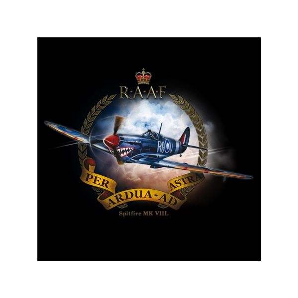 ANTONIO T-Shirt with fighter Spitfire Mk VIII., black, XXL