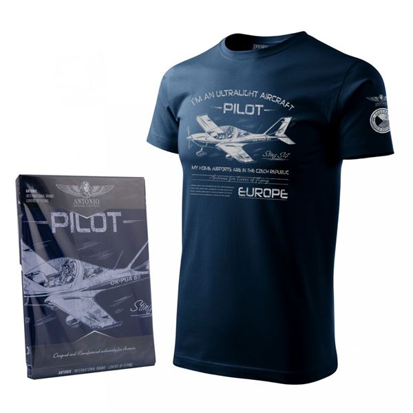 ANTONIO T-Shirt with aircraft STING S-4, blue, XXL